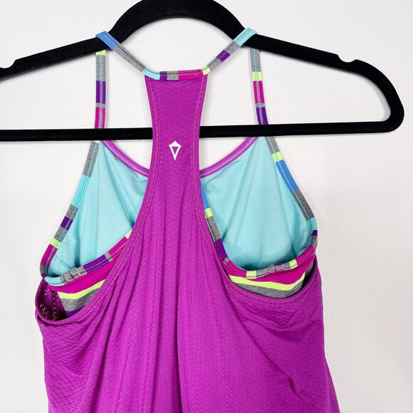 Ivivva by Lululemon Girls 12 Purple Blue Double Dutch Tank Top Mesh Racerback - Picture 6 of 8
